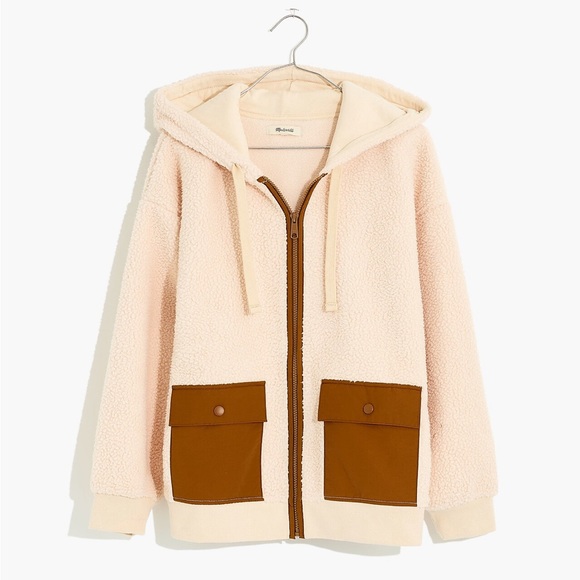 Madewell (Re)sourced Fleece Hooded Zip Jacket Size M NWD $128 NB514 - Picture 1 of 8
